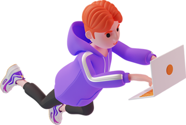 3D character with laptop